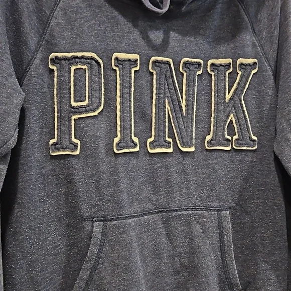 Victorias Secret PINK Hoodie Sweatshirt Pullover Womens Medium Blue and White - Picture 2 of 7